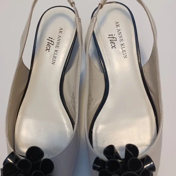 Anne Klein Open Toe Ivory/ Black Shoes Sz 7 - Picture 4 of 8